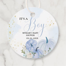 Herfst Blauw Pompoen Bloemen Jongen Baby shower Bedankjes Labels