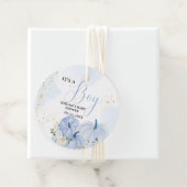 Herfst Blauw Pompoen Bloemen Jongen Baby shower Bedankjes Labels (In situ)
