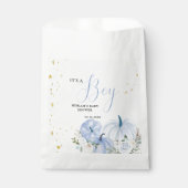 Herfst Blauw Pompoen Bloemen Jongen Baby shower Bedankzakje (Voorkant)