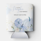 Herfst Blauw Pompoen Bloemen Jongen Baby shower Blikjeskoeler (Achterkant)