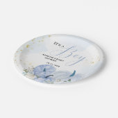 Herfst Blauw Pompoen Bloemen Jongen Baby shower Papieren Bordje (Gekanteld)