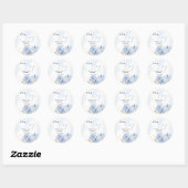 Herfst Blauw Pompoen Bloemen Jongen Baby shower Ronde Sticker (Vel)