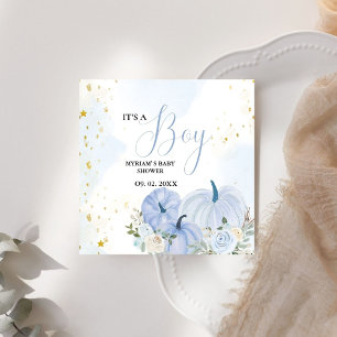 Herfst Blauw Pompoen Bloemen Jongen Baby shower Servet