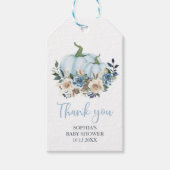 Herfst blauw pompoen jongen Baby shower Cadeaulabel (Voorkant)