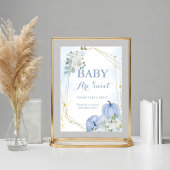Herfst Blauw Pompoen Jongen baby shower Favor Sign Poster