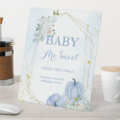 Herfst Blauw Pompoen Jongen baby shower Favor Sign Reclamebord Met Voetstuk (Insitu)
