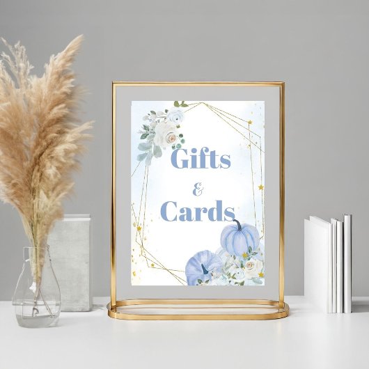 Herfst Blauw Pompoen Jongen Baby shower Gift & Kaa Poster