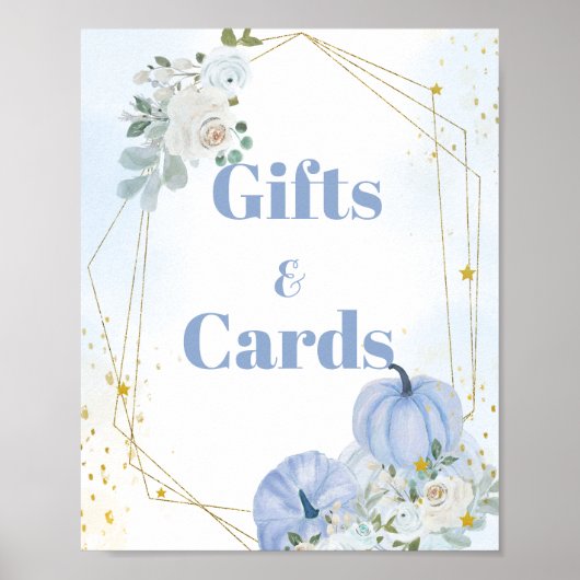 Herfst Blauw Pompoen Jongen Baby shower Gift & Kaa Poster (Voorkant)