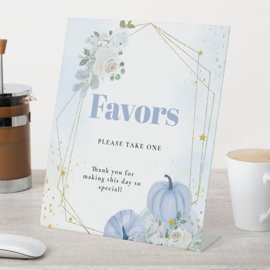 Herfst Blauw Pompoen Jongen Baby shower Gunsteteke Reclamebord Met Voetstuk (Insitu)