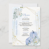 Herfst Blauw Pompoen Jongen Baby shower Party Menu Kaart (Voorkant)