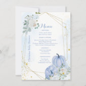 Herfst Blauw Pompoen Jongen Baby shower Party Menu Kaart (Voorkant)