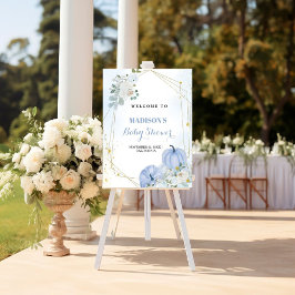 Herfst Blauw Pompoen Jongen Baby shower Welkomstbo Poster