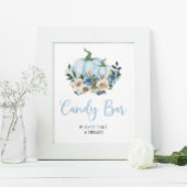 Herfst Blauw Pompoen Jongen Douche Snoep Bar Poster