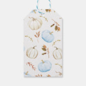 Herfst Blauw Pompoen Truck Baby shower Gift Label Cadeaulabel (Achterkant)