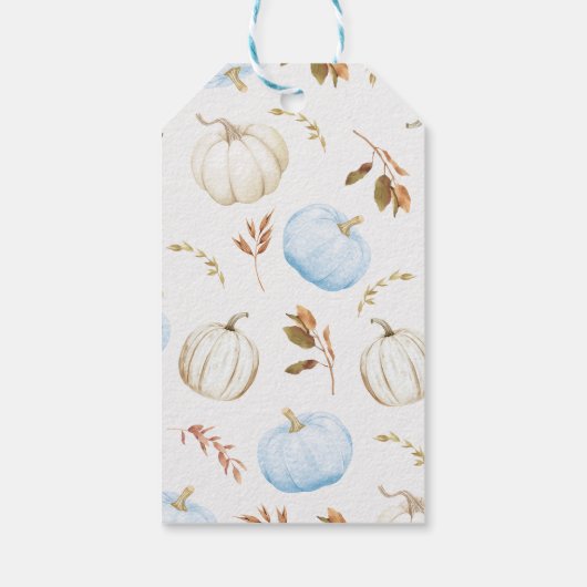 Herfst Blauw Pompoen Truck Baby shower Gift Label Cadeaulabel (Achterkant)