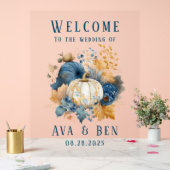 Herfst Blauw Sinaasappel Pompoen bruiloft Welkomst Acryl Bord (Huwelijk)