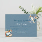 Herfst Blauw Sinaasappel Pumpkin Peony Repetitie D Kaart (Staand voorkant)