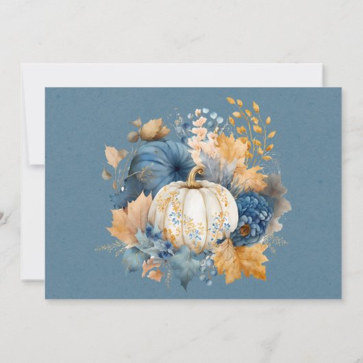 Herfst Blauw Sinaasappel Pumpkin Peony Repetitie D Kaart (Achterkant)