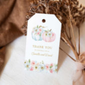 Herfst Blauwe en Roze Pompoen Geslacht Reveal Cadeaulabel