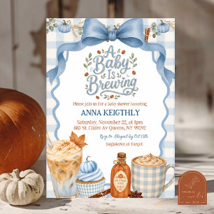 Herfst Blauwe Koffie Een Baby Brouwt Baby Borrel Kaart
