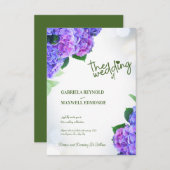 Herfst Blauwe Natuur Paarse Hydrangea Bruiloft Kaart (Voorkant / Achterkant)
