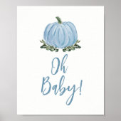 Herfst Blauwe Pompoen Baby Shower Oh Baby Bord Poster (Voorkant)
