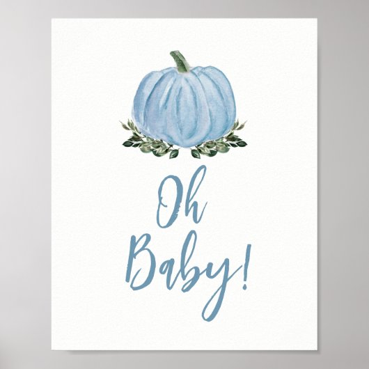 Herfst Blauwe Pompoen Baby Shower Oh Baby Bord Poster (Voorkant)