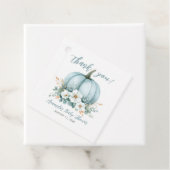 Herfst Blauwe pompoen Bloemen Eucalyptus Baby show Bedankjes Labels (In situ)