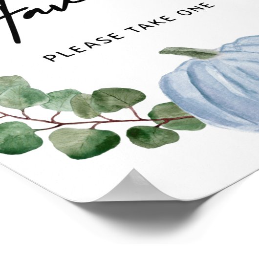 Herfst Blauwe Pompoen Favorieten Jongen Baby Showe Poster (Hoek)