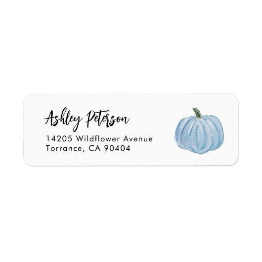 Herfst Blauwe Pompoen Feest Retouradres Labels (Voorkant)