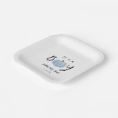 Herfst Blauwe Pompoen Het Is Een Jongen Baby Showe Papieren Bordje (Gebogen)