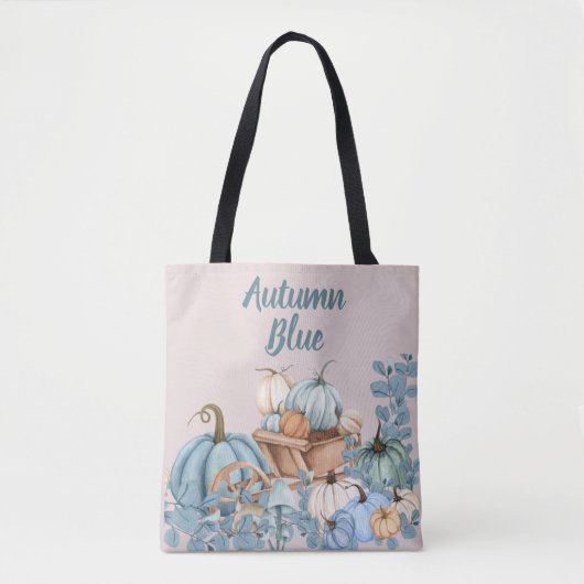 Herfst Blauwe Pompoen Tuin Tote Bag (Voorkant)
