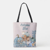 Herfst Blauwe Pompoen Tuin Tote Bag (Achterkant)