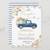 Herfst Blauwe Pompoen Vrachtwagen Baby shower Uitn Kaart (Voorkant / Achterkant)