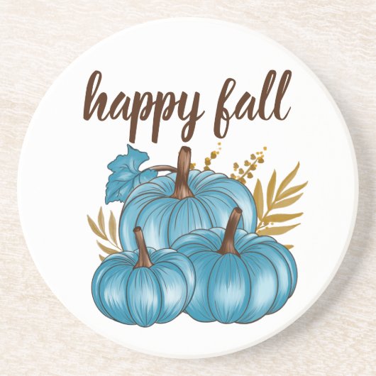 Herfst Blauwe Pompoenen Witte Onderzetter (Voorkant)