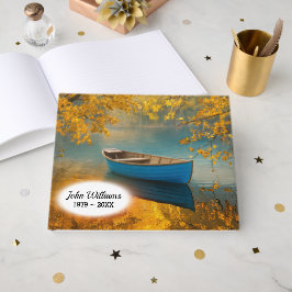 Herfst Blauwe Roeiboot Op Een Meer Gastenboek