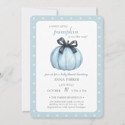 Herfst Blauwe Stippen Baby Shower Kaart (Voorkant)