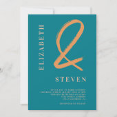 Herfst blauwgroen oranje ampersand noemt foto brui kaart (Voorkant)