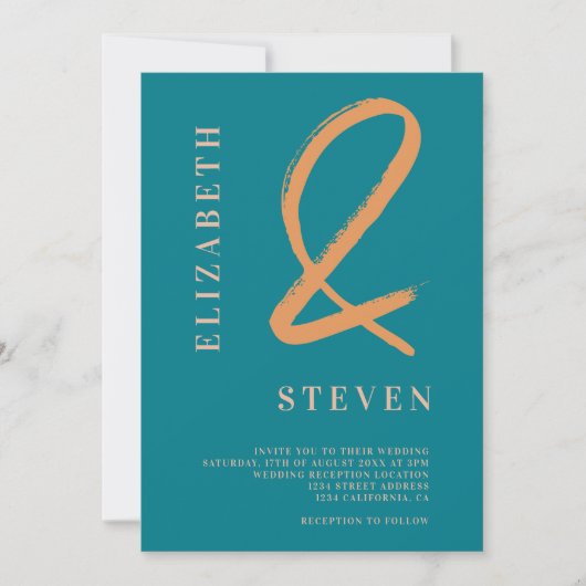 Herfst blauwgroen oranje ampersand noemt foto brui kaart (Voorkant)