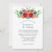 Herfst Blauwgroen Rode Oranje Waterverf Rozen brui Kaart (Voorkant)