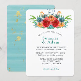 Herfst Blauwgroen Rode Oranje Waterverf Rozen brui Kaart