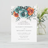 Herfst Blauwgroen Verbrand Sinaasappel Bloemen Rom Kaart (Staand voorkant)