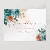 Herfst Blauwgroen Verbrand Sinaasappel Boho Romant Briefkaart (Voorkant)