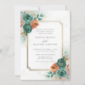 Herfst Blauwgroen Verbrand Sinaasappel Elegant Gou Kaart (Voorkant)