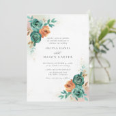 Herfst Blauwgroen verbrande Oranje botanische bloe Kaart (Staand voorkant)