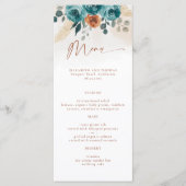 Herfst Blauwgroen Verbrande Oranje Rozen Waterverf Menu (Voorkant)