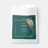 Herfst Blauwgroen Waterverf Terracotta Bloemen bru Bedankzakje (Voorkant)