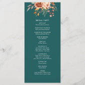 Herfst Blauwgroen Waterverf Terracotta Bloemen bru Programmakaart (Achterkant)