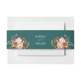 Herfst Blauwgroen Waterverf Terracotta Bloemen bru Uitnodigingen Wikkel