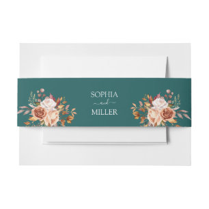 Herfst Blauwgroen Waterverf Terracotta Bloemen bru Uitnodigingen Wikkel